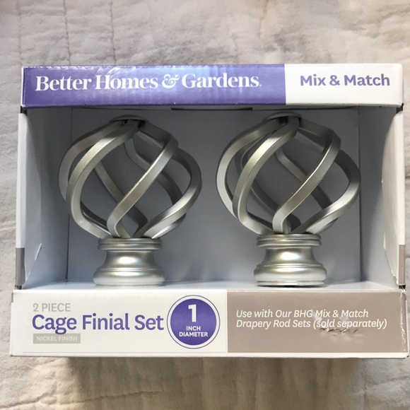 BETTER HOMES & GARDEN 2Pc CAGE FINIAL SET NICKEL